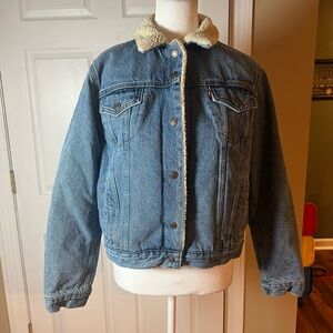 Levi's Denim Original Sherpa Lined Trucker Jean Jacket Women's XL Blue